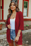 Ribbed Open Front Knit Cardigan