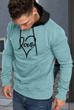 Valentine Love Heart Print Color Block Men's Pullover Hoodie