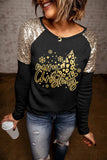 Christmas Scene Foil Graphic Long Sleeve Top