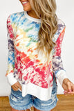 High Low Hem Tie-dye Print Top with Slits