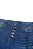 Plus Size High Rise Buttons Distressed Ankle Skinny Jeans