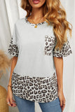 Animal Print Colorblock Short Sleeve Top