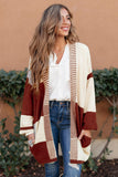 Chunky Block Pattern Knit Open Front Cardigan