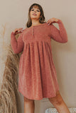 Plus Size Mineral Washed Ribbed Henley Dress