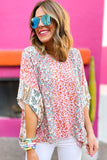 Multicolor Animal Floral Mix Print Cape Top