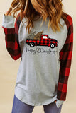 Merry Christmas Truck Plaid Patchwork Pullover Sweatshirt