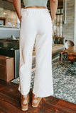 Drawstring Waist Crinkled Wide Leg Pants