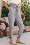 Paper Bag Elastic Waistband Casual Pants