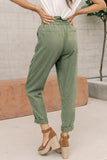 Paper Bag Elastic Waistband Casual Pants