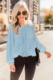 Polka Dot Lace Lantern Sleeve Blouse