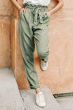 Paper Bag Elastic Waistband Casual Pants