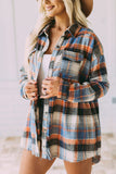 color Plaid Button Down Ruffled Shirt Jacket