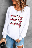 Merry Plaid Print Crew Neck Pullover Sweatshirt