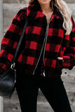 Plaid Print Sherpa Jacket Coat