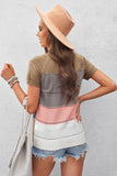 Stripe Print Knitted V Neck Top