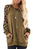 Leopard Print Raglan Sleeve Casual Top