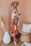 Multicolor Kimono Sleeve Floral Print Graceful Cover Up