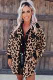 Contrast Trimmed Leopard Teddy Shacket