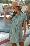 Polka Dot Shirt Collar Short Sleeve Mini Dress