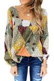 Square Neck Mixed Print Blouse