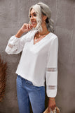 Deep V Neck Crochet Hollow-out Blouse