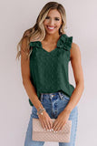 Swiss Dot Woven Sleeveless Top With Ruffled Straps