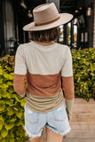 Striped Color Block Henley Top