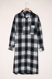 Plaid Print Buttoned Pocketed Long Sleeve Long Coat