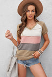 Stripe Print Knitted V Neck Top