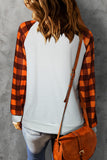 Thankful Pumpkin Graphic Plaid Long Sleeve Top