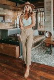 Drawstring Waist Crinkled Wide Leg Pants