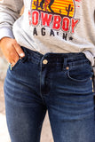 High Rise Buttoned Flared Jeans