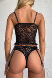 Lace Criss Cross Lace-up Ruffled Two-piece lingerie set