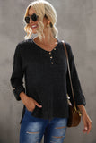 Buttoned Drop Shoulder Knitted Sweater