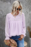 Swiss Dot Hollow Out Ruffle Sleeve Blouse