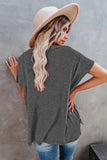 Oversized Mineral Wash Cotton Blend V Neck Short Sleeves Top