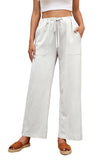 Drawstring Waist Crinkled Wide Leg Pants