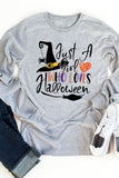 Just A Girl Who Loves Halloween Graphic Print Long Sleeve Top