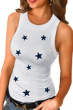 Star Print Round Neck Tank Top