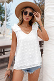 Swiss Dot Woven Sleeveless Top With Ruffled Straps