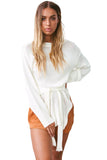 Side Split Belted Pullover Sweater