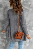 Gray Front Pocket and Buttons Closure Cardigan