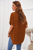 Dotted Print V Neck Drape Front Blouse