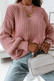 Solid Color Ribbed Loose Knit Sweater